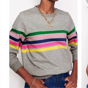 Boden Hannah Grey Multicolor Striped Crewneck | Size XS